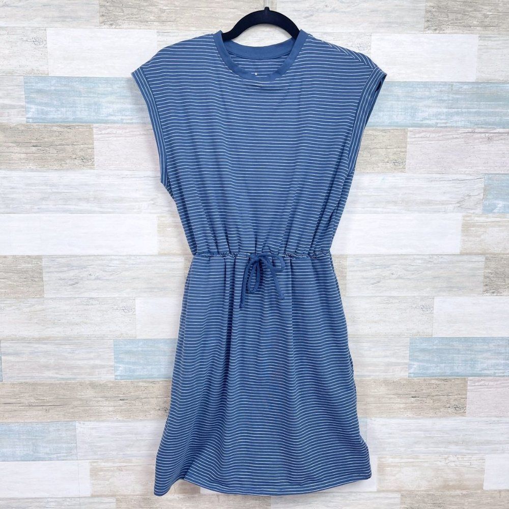 A NEW DAY Striped Cinch Waist Dress Blue Womens Small